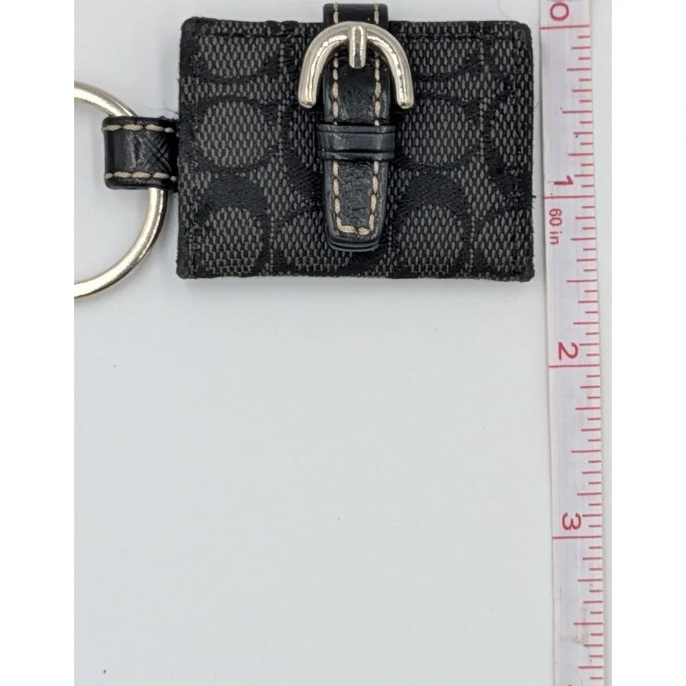 Coach Picture Frame Charm Keychain Black Grey Signature Canvas Vintage Mini Y2K